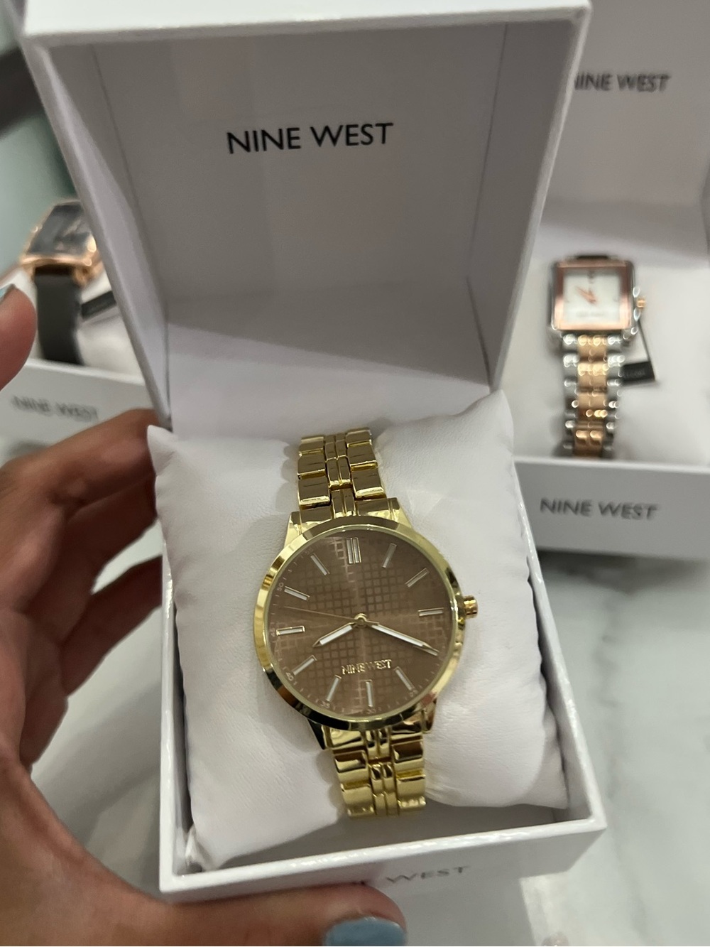 Nine West Gold Men’s Bracelet Watch with Textured Dial